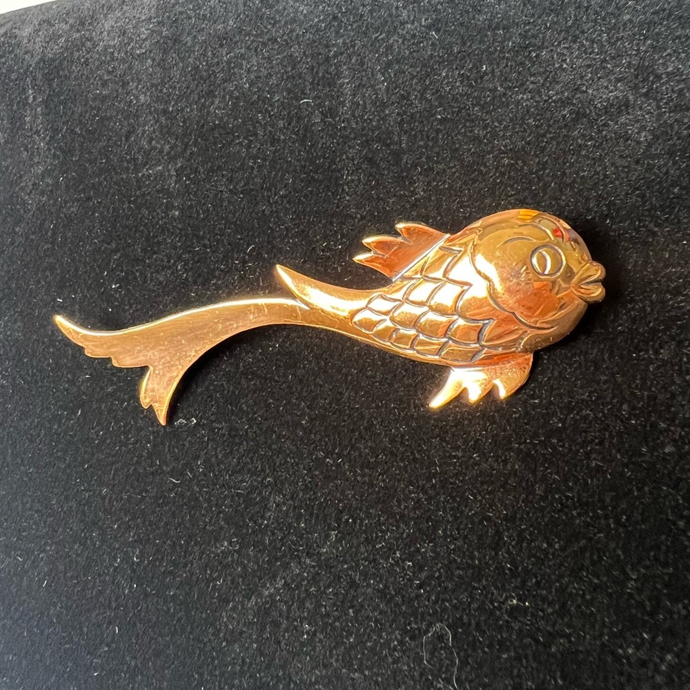 Copper Goldfish Brooch Pin